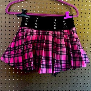Hot Pink Plaid Mini Skirt